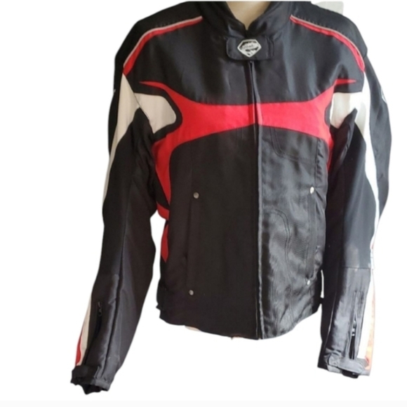 Arlen Ness Unisex Black and Red Motorcycle Padded Jacket Sz M - Picture 10 of 17